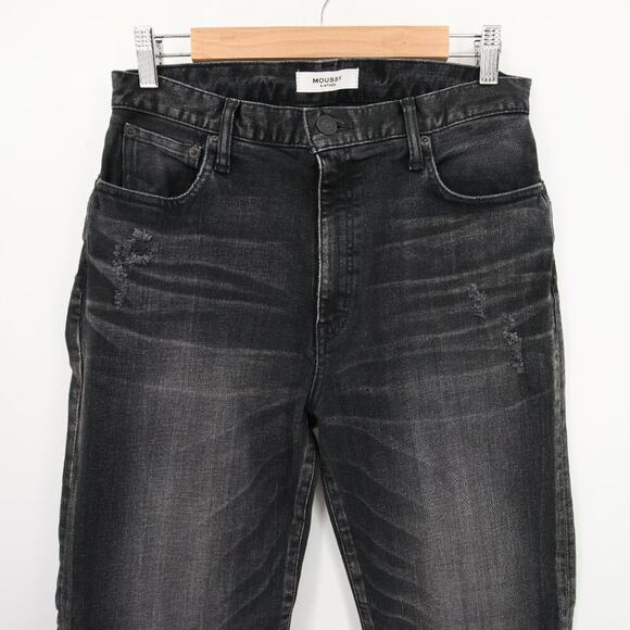 Moussy Jeans Black Alhambra Flare Distressed High Rise Faded Leather Size 30 - Picture 4 of 16